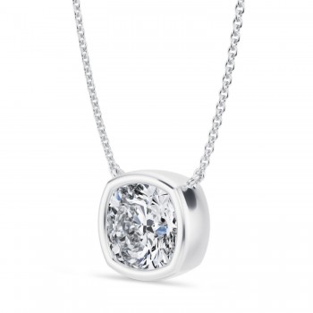 Cushion Lab Diamond Pendant Necklace 14K White Gold (3.50ct)
