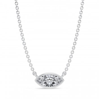 Marquise Lab Diamond Pendant Necklace 14K White Gold (0.50ct)