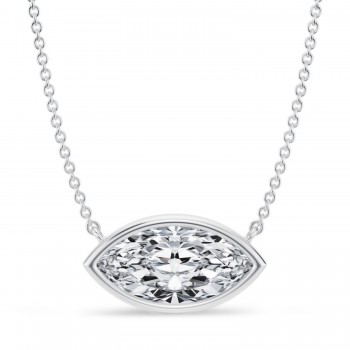 Marquise Lab Diamond Pendant Necklace 14K White Gold (2.50ct)