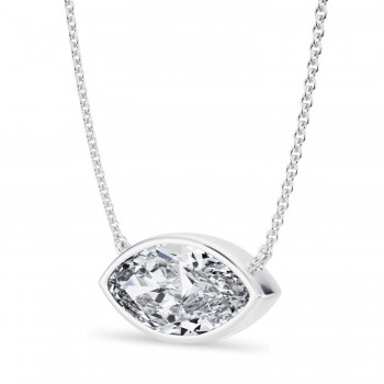 Marquise Lab Diamond Pendant Necklace 14K White Gold (3.50ct)