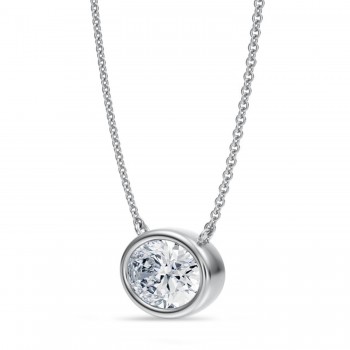 Oval Lab Diamond Pendant Necklace 14K White Gold (2.00ct)