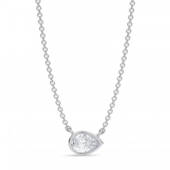 Pear Lab Diamond Pendant Necklace 14K White Gold (0.50ct)