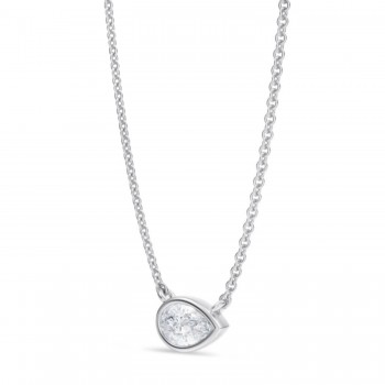 Pear Lab Diamond Pendant Necklace 14K White Gold (0.50ct)