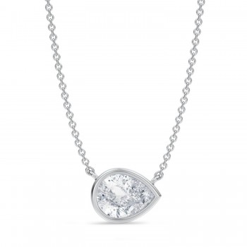Pear Lab Diamond Pendant Necklace 14K White Gold (1.50ct)
