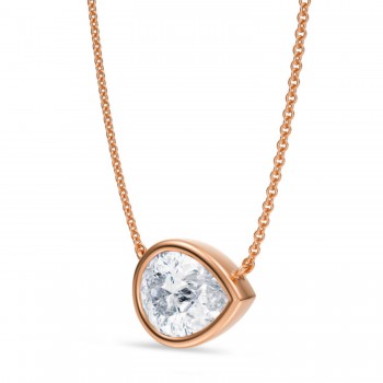 Pear Lab Diamond Solitaire Pendant Necklace 14K Rose Gold (2.50ct)