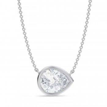 Pear Lab Diamond Pendant Necklace 14K White Gold (2.50ct)