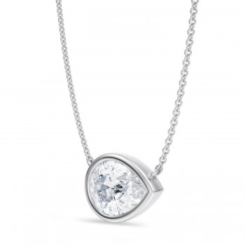 Pear Lab Diamond Pendant Necklace 14K White Gold (2.50ct)