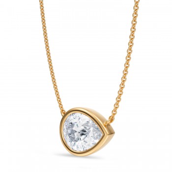 Pear Lab Diamond Solitaire Pendant Necklace 14K Yellow Gold (2.50ct)