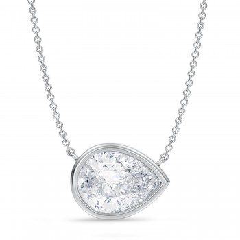 Pear Lab Diamond Pendant Necklace 14K White Gold (3.50ct)