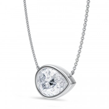 Pear Lab Diamond Pendant Necklace 14K White Gold (3.50ct)