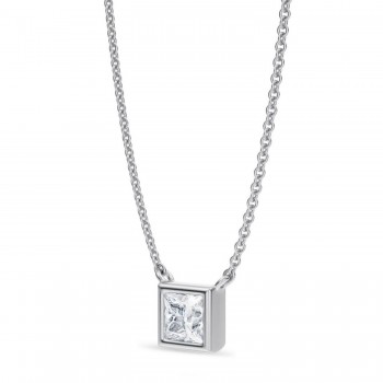 Princess Lab Diamond Pendant Necklace 14K White Gold (0.50ct)
