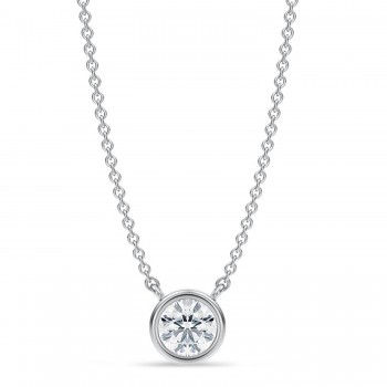 Round Lab Diamond Pendant Necklace 14K White Gold (0.50ct)
