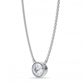 Round Lab Diamond Pendant Necklace 14K White Gold (0.50ct)