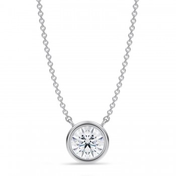 Round Lab Diamond Pendant Necklace 14K White Gold (1.00ct)