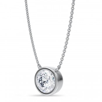 Round Lab Diamond Pendant Necklace 14K White Gold (1.50ct)