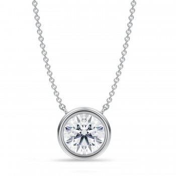 Round Lab Diamond Pendant Necklace 14K White Gold (2.00ct)