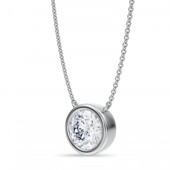Round Lab Diamond Pendant Necklace 14K White Gold (2.00ct)