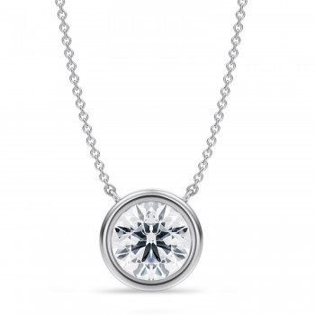 Round Lab Diamond Pendant Necklace 14K White Gold (2.50ct)