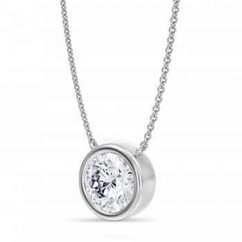 Round Lab Diamond Pendant Necklace 14K White Gold (2.50ct)