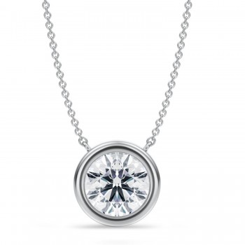 Round Lab Diamond Pendant Necklace 14K White Gold (3.00ct)