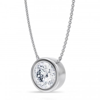 Round Lab Diamond Pendant Necklace 14K White Gold (3.00ct)