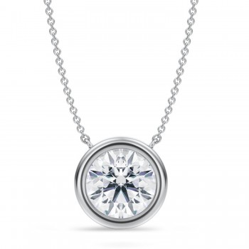 Round Lab Diamond Pendant Necklace 14K White Gold (3.50ct)