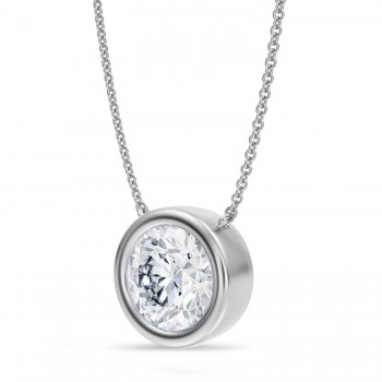 Round Lab Diamond Pendant Necklace 14K White Gold (3.50ct)