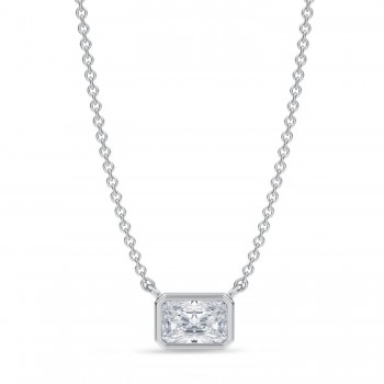 Radiant Lab Diamond Pendant Necklace 14K White Gold (0.50ct)