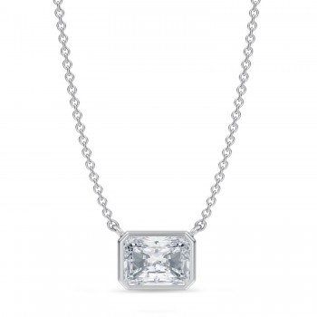 Radiant Lab Diamond Pendant Necklace 14K White Gold (1.50ct)