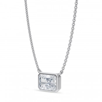 Radiant Lab Diamond Pendant Necklace 14K White Gold (1.50ct)