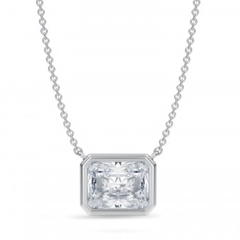 Radiant Lab Diamond Pendant Necklace 14K White Gold (2.50ct)
