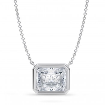 Radiant Lab Diamond Pendant Necklace 14K White Gold (3.50ct)