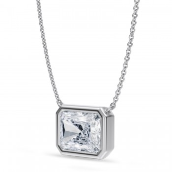 Radiant Lab Diamond Pendant Necklace 14K White Gold (3.50ct)