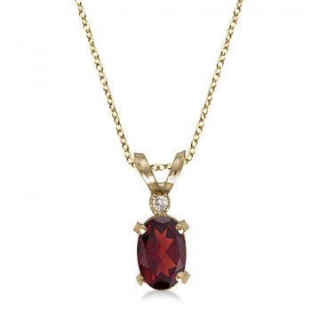 Garnet & Diamond Solitaire Filagree Pendant 14K Yellow Gold (0.55ct)