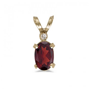 Garnet & Diamond Solitaire Filagree Pendant 14K Yellow Gold (0.55ct)