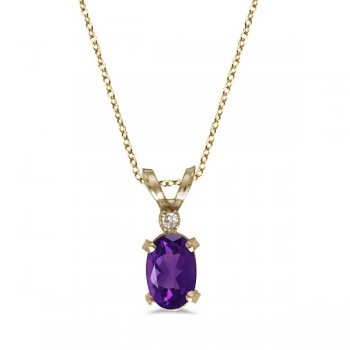 Amethyst & Diamond Solitaire Filagree Pendant 14K Yellow Gold (0.45ct)