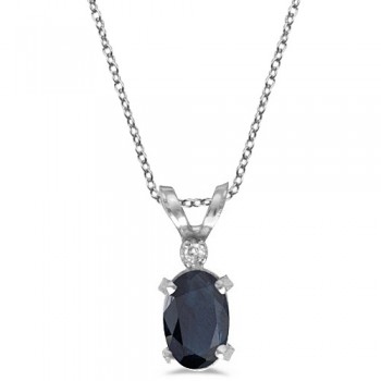 Sapphire & Diamond Solitaire Filagree Pendant 14K White Gold (0.55ct)