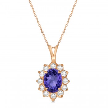 Tanzanite & Diamond Accented Pendant Necklace 14k Rose Gold (1.70ctw)