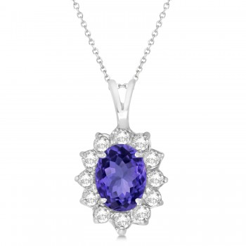 Tanzanite & Diamond Accented Pendant Necklace 14k White Gold (1.70ctw)