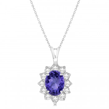 Tanzanite & Diamond Accented Pendant Necklace 14k White Gold (1.70ctw)