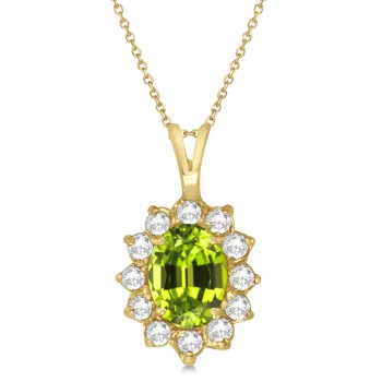 Peridot & Diamond Accented Pendant Necklace 14k Yellow Gold (1.70ctw)