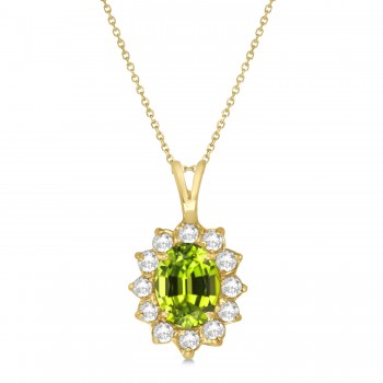 Peridot & Diamond Accented Pendant Necklace 14k Yellow Gold (1.70ctw)