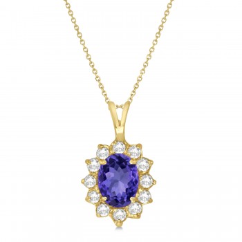 Tanzanite & Diamond Accented Pendant Necklace 14k Yellow Gold (1.70ctw)