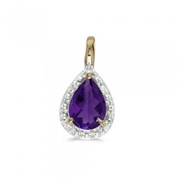 Pear Shaped Amethyst Pendant Necklace 14k Yellow Gold (0.65ct)