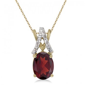 Garnet & Diamond Solitaire Pendant 14k Yellow Gold (1.40tcw)