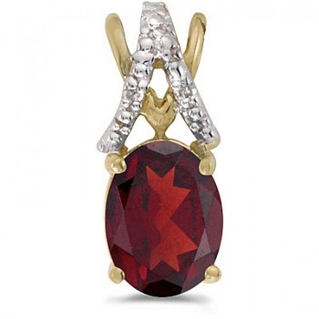 Garnet & Diamond Solitaire Pendant 14k Yellow Gold (1.40tcw)