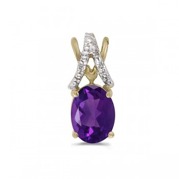 Amethyst & Diamond Solitaire Pendant 14k Yellow Gold (1.20tcw)