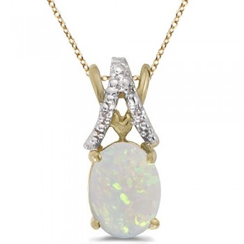 Opal & Diamond Solitaire Pendant 14k Yellow Gold (1.40ct)