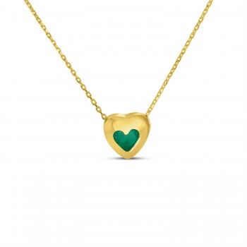 Heart Lab Grown Emerald Bezel Pendant Necklace 14K Yellow Gold (0.25ct)
