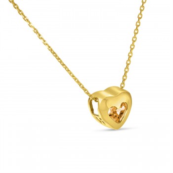 Heart Citrine Bezel Pendant Necklace 14K Yellow Gold (0.25ct)
